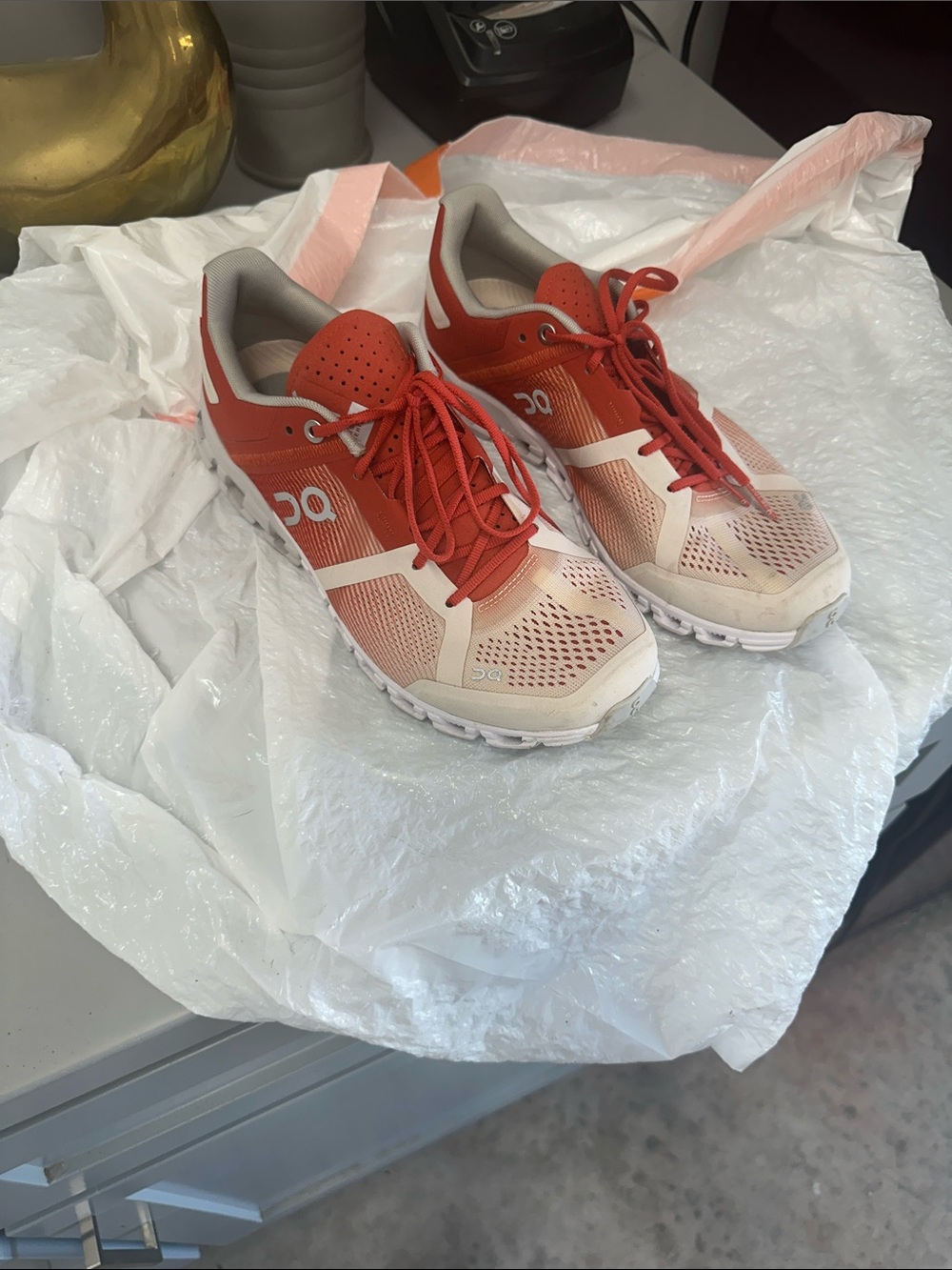 On cloud Women's Lightweight Orange and Cream Running Sneakers